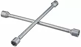 Mannesmann Brüder Kreuzschlüssel 4-Wege EXTRA, 17/19/22 mm, 13/16 Zoll, Chrom-Vanadium-Stahl, rostbeständig, ideal für Reifenwechsel und Pannenhilfe, Gesamtlänge 350 mm, 1 Stück | M 160-EXTRA