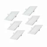 LUXULA 6x Einbaustrahler LED Spots 230V - Warmweiß Neutralweiß Kaltweiß einstellbar - 12W 1190lm CCT Deckenspots flach Deckenstrahler Spotlight - matt weiß eckig - 170x32mm