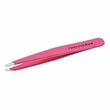 TWEEZERMAN Pinzette (Handgeschliffene Schräge Spitzen, Augenbrauen zupfen, Profi-Qualität, Rostfreier Edelstahl), Pretty in Pink