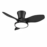 ocioc Deckenventilator mit Beleuchtung und Fernbedienung, Ø81cm LED Deckenlampe mit Ventilator, Leise DC Motor, 6 Geschwindigkeiten, 3CCT Dimmbar, Timer, für Schlafzimmer Wohnzimmer Küche Schwarz