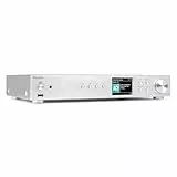 Audizio Adria - Internetradio WLAN Radio mit Bluetooth, DAB Tuner für HiFi Anlage, Spotify Connect, HiFi-Tuner, Internet Radio, Digitalradio, USB, AUX, RCA Out, Optical, inkl. Fernbedienung - Silber