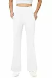 Friptspyg Damen Hose mit Taschen Casual Arbeit Hose High Waist Yogahose Stretch Jogginghose Bootcut Sporthose Freizeit Yoga Pants, Weiß 2XL