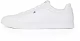 Tommy Hilfiger Herren Court Sneaker Icon Flag Essential aus Leder, Weiß (White), 44