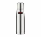 THERMOS LIGHT & COMPACT BEVERAGE BOTTLE 1l, stainless steel mat, Thermosflasche Edelstahl, Isolierflasche rot mit Trinkbecher, 12 h heiß / 24 h kalt, spülmaschinenfest, absolut dicht, BPA-frei