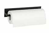 WENKO Magnetischer Küchenrollenhalter Mod. Ima Halter aus schwarzem Metall Montage mit Magnet oder Klebestreifen Maße 30 x 10 x 5 cm Farbe Schwarz