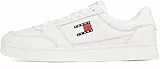 TOMMY JEANS Herren Cupsole Sneaker The Greenwich New aus Leder, Weiß (Ecru), 43