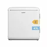 Comfee' RCD50WH2EURT(E) Kleiner Kühlschrank, 47 Liter, Retro-Design, Mini-Tischkühlschrank, Kühlfach, leise, Kühlschrank für Büro, Zuhause, Weiß [Energieklasse E]