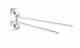 WENKO Turbo-Loc Edelstahl Handtuchhalter Quadro, 2 bewegliche Arme, Befestigen ohne Bohren, Edelstahl, 3,5 x 14 x 40 cm