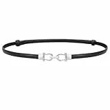 LEACOOLKEY Dünner Ledergürtel für Damen für Kleidung – verstellbarer dünner Taillengürtel mit goldener Schnalle, 120cm(Adatto per vita fino a 109cm)