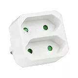 HEITECH 2 Fach Steckdosenadapter - TÜV geprüfte Mehrfachsteckdose ohne Schalter, Belastbarkeit bis max. 1100W - Adapterstecker Mehrfachstecker