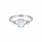 MUUYON Mondstein Ring 925 Silber Natürlichem Oval Mondstein Verlobungsring für Damen (60(19.0))