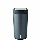 Stelton to-Go Click - Thermobecher, doppelwandige Isolierflasche - Rostfreier, auslaufsicherer Kaffeebecher/Teebecher mit Smart-Click-Deckel - Heiße & kalte Getränke - 0,4 Liter, Dark Blue Metallic