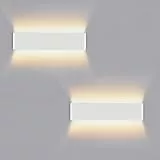 Lureshine 2 Stücke Wandleuchte Innen Auf und ab 16W 40cm Wandlampe Dekoration/Moderne Wandleuchte Aluminium Warmweiß 3000k Wandleuchten für Zimmer|Lernen|Treppe|Gang(Weiß)