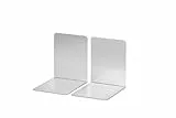 MAUL Buchstütze aus Aluminium (2er Pack) 10x8x10cm | Bücherhalter, Organizer für Kinder, Bücher, Büro, Regal | Bücherstütze im stilvollen Aluminium Design, möbelschonender Buchhalter | Silber