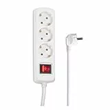 Hama Steckdosenleiste 3-Fach (Mehrfachsteckdose mit Save Energy-Schalter zum Stromsparen, Steckplätze 45 Grad gedreht, Kabel 1,4m, GS geprüft, Mehrfachstecker für Home Office) weiß