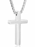 Aretas Cross Necklace Chain Men Kleine Taufgeschenke Edelstahl-Kreuzanhänger-Halskette für Männer Jungen Schmuckgeschenk, Kettenhalskette 18 Zoll