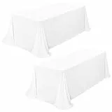 Showgeous 2 Stück Tischdecke Weiß Tischdecken 229x396cm Rechteckige Tischdecke Polyestergewebe Abwaschbare Tischtuch für Hochzeit Bankett Partys Restaurant Buffet Camping