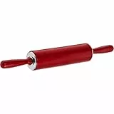 Original Kaiser Original Kaiserflex Red Teigroller Silikon 49 x 6,5 cm, Nudelholz Silikon mit Metallkern, ergonomische Griffe, hitzebeständig bis 200°C, rot