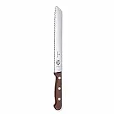 Victorinox Wood, Profi Brotmesser Wellenschliff, Extra Scharfe Klinge, 21 cm, Edler Holzgriff, Rostfreier Stahl, braun