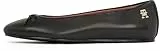 Tommy Hilfiger Damen Ballerinas Flat Bow aus Leder, Schwarz (Black), 39