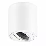 GeyouLux Aufbauspot GU10, 30° Schwenkbar Deckenspots Weiß, Φ80×84mm Aufbaustrahler mit GU10 Fassung, Aufbauleuchte aus Aluminium, Rund Aufputz 230V Downlight(Keine Lichtquelle)