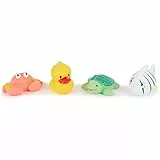 Bieco Badespielzeug Baby | 4er Set Wasserspielzeug Badewanne | Badewannenspielzeug ab 1 Jahr | Buntes Tiere Spielzeug Badewanne für Babys | Badewannen Spielzeug Kinder | Baby Bath Toys