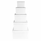 Ideen mit Herz Geschenkboxen mit Deckel | Pappboxen | 5er Set | 5 verschiedene Größen ineinander, groß bis klein | aus stabilem Karton | ideal für Geburtstag & Hochzeit | rechteckig 8 bis 18cm
