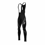 FDX Herren-Radhose mit Trägern – Gepolsterte, leichte und atmungsaktive Thermo-Radhose aus schnelltrocknendem Roubaix-Gewebe mit Reißverschlusstasche hinten – Winter-Radleggings, Fahrradhose(Grey-2XL)