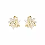 Auriselle Katzenaugenstein-Blütenblatt Blume Ohrringe für Damen, 925er Silber Blumenohrringe Glänzend Flower Earrings Verstellbare Stecker Jewelry Schmuck Women Frauen Mädchen, Goldene