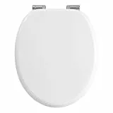 WOLTU Premium WC-Sitz Toilettensitz mit Absenkautomatik, MDF Holzkern, Softclose Scharnier, Antibakteriell, Desgin Décor Oval