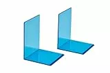 MAUL Buchstütze aus Acryl (2er Pack) 10x10x13cm | Bücherhalter, Organzier für Kinder, Bücher, Büro, Regal | Bücherstütze im stilvollen Acryl Design | möbelschonender Buchhalter | Blau