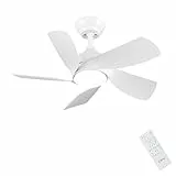 CJOY Deckenventilator mit Beleuchtung und Fernbedienung Leise, 76cm Weiß Deckenventilator mit Licht, Lampe mit Ventilator Dimmbar, 3CCT, 6 Geschwindigkeiten, Umkehrbarer DC, Timer, Für Schlafzimmer