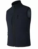 Zzkouine Herren Softshell Weste Futter Fahrradweste Winddicht Ärmellose Jacke Fahrradweste Herren Trainingsjacke Jeansweste Anglerweste Stichschutzweste Arbeitsweste Herren Blau