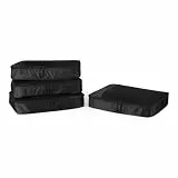 Amazon Essentials 4-teiliges Packwürfel-Reisezubehörset, Gepäckorganizer mit Doppelreißverschluss, Netzoberseite, Polyester, groß, schwarz (früher Amazon Basics)
