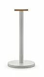 Alessi Mattina BG05 WG - Design-Küchenrollenhalter aus Farbigem Stahl mit Epoxidharz und Knopf aus Bambusholz, Warmes Grau