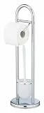 WENKO Stand WC-Garnitur Mod. Siena, Ständer für Toilettenpapier & Toilettenbürste, WC-Papierhalter, stehender Rollenhalter inkl. Bürste, Stahl, Ø 19 x 63 cm, Chrom