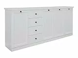 trendteam smart living - Baxter - Sideboard - Weiß Matt - Kommode - Anrichte - (BxHxT) 195 x 88 x 41 cm - Landhausstil - Metallgriffe - mit 4 Schubladen und 12 verstellbaren Böden