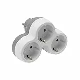 Amslight 3-fach Steckdosenadapter SCHUKO mit Kindersicherung Weiß-Grau16A 3680W IP20