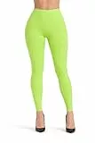Hatstar Damen Leggings | Party Fashion | Neon Elastische Sportleggings | Strumpfhose 80er Jahre Aerobic Kostüm | Mädchen Accessoire für Karneval & Fasching (grün)