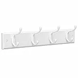 SONGMICS Wandgarderobe, Garderobe, Garderobe, mit 4 Doppelhaken aus Metall, Möbel für Eingangsbereich, für Taschen, Mäntel, Flur, Wohnzimmer, Schlafzimmer, Weiß LHR23WT