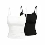 Battnot 2er Pack Damen Tank Top Sexy Slim Fit Sommer Tops Ärmellos Rundhals Oberteile Basic Spaghetti Top Y2K Camisole Tanktops Unterhemd Damen Camisole Spaghettiträger Tops Teenager Mädchen