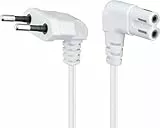 goobay Netzkabel 3m weiß gewinkelt, Stromkabel mit beidseitig 90 Grad Winkelstecker, Eurostecker auf C7 Buchse, ideal für TV, PS5 und PS4-97356