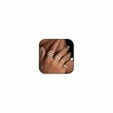 CASSIECA 9Pcs Silber Ringe für Frauen, Silber Stack Ringe Set mit Kubischer Zirkon Daumen Ring Fingerring Verlobung Versprechen Offene Ringe Ring Schmuck für Freundin Frau Mom