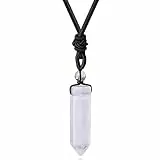 XIANNVXI Kette Herren Damen Klarer Quarz Heilung Kristall Anhänger Sechseckiger Punkt Anhänger Ketten Natürliche Kristalle Edelsteine Verstellbares Seil Reiki Schmuck Halskette