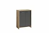 byLIVING Schuhschrank Ben/Schuhkommode in Artisan Eiche-Optik hell-braun/Front anthrazit/kleine Flur-Kommode mit Zwei Türen Einlegeböden/Sideboard klein/B 63, H 83, T 35 cm