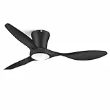 ocioc Deckenventilator mit Beleuchtung, LED Lampe Mit Ventilator und Fernbedienung Leise, 6 Stufen, 3CCT dimmbar, Timer, Sommer Winter, für Wohnzimmer, Schlafzimmer, Büro, 107cm Schwarz