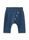 Sanetta Baby-Hose Blau | Praktische und Bequeme Unisex Sweathose aus Bio-Baumwolle. Hose mit elastischem Bund und dekorativer schräger Knopfleiste | Baby Bekleidung