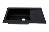 Respekta Denver Mineralitespüle in Schwarz / 1 Becken Einbauspüle in 86 x 50 cm / Spülbecken geeignet für Unterschränke ab 60 cm Breite