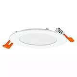 OSRAM Downlight Slim 120mm, LED Einbauleuchte, 8W, 6500K kaltweiß, 550 Lumen, flaches Design, IP20, einfache Montage für Wohnräume und Küchen, Weiß