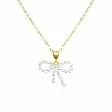 Gilieyer Glänzend Schleife Halskette Anhänger, Kette Damen Gold Silber Schleifenschmuck Charm Halskette Für Frauen Mädchen Mama Freundin (Stil7-Gold)